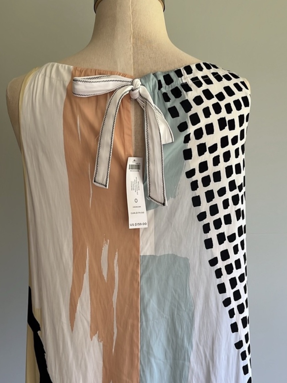 Chico's Sleeveless Maxi Dress in White, Coral, Light Blue & Black - Picture 6 of 7